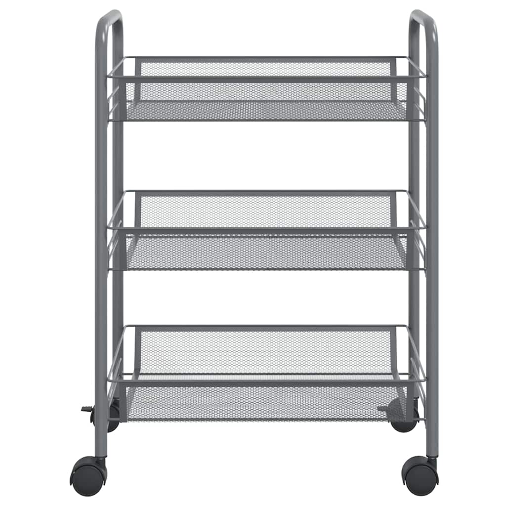 Vidaxl keukentrolley 3-laags 46x26x54 cm ijzer grijs