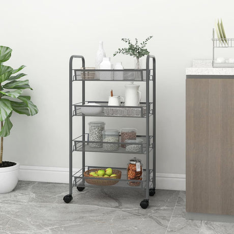 Vidaxl keukentrolley 4-laags 46x26x85 cm ijzer grijs