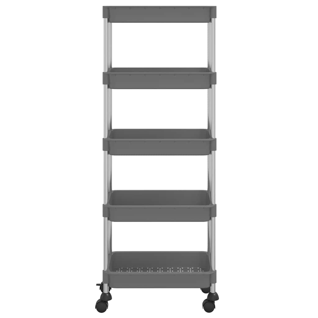 Vidaxl keukentrolley 5-laags 42x29x128 cm ijzer en abs grijs