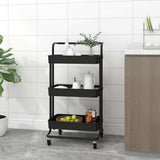 Vidaxl keukentrolley 3-laags 42x35x85 cm ijzer en abs zwart