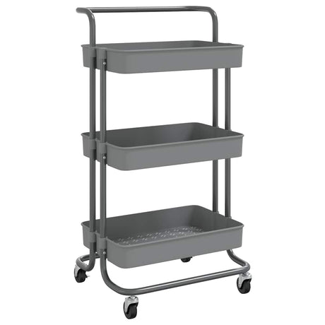 Vidaxl keukentrolley 3-laags 42x35x85 cm ijzer en abs grijs