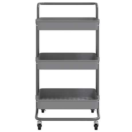Vidaxl keukentrolley 3-laags 42x35x85 cm ijzer en abs grijs