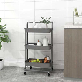Vidaxl keukentrolley 3-laags 42x35x85 cm ijzer en abs grijs