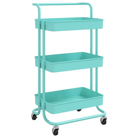 Vidaxl keukentrolley 3-laags 42x35x85 cm ijzer en abs turquoise