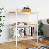 Vidaxl opbergrek 3-laags 80x40x92 cm wit en eikenkleurig