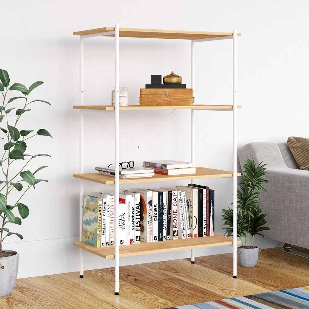 Vidaxl opbergrek 4-laags 80x40x130 cm wit en eikenkleurig