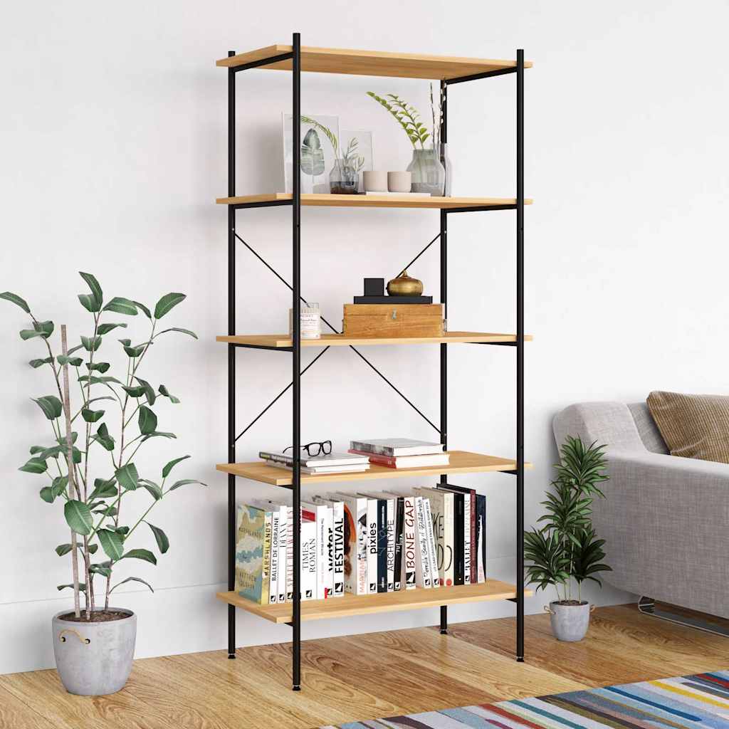Vidaxl opbergrek 5-laags 80x40x163 cm zwart en eikenkleurig