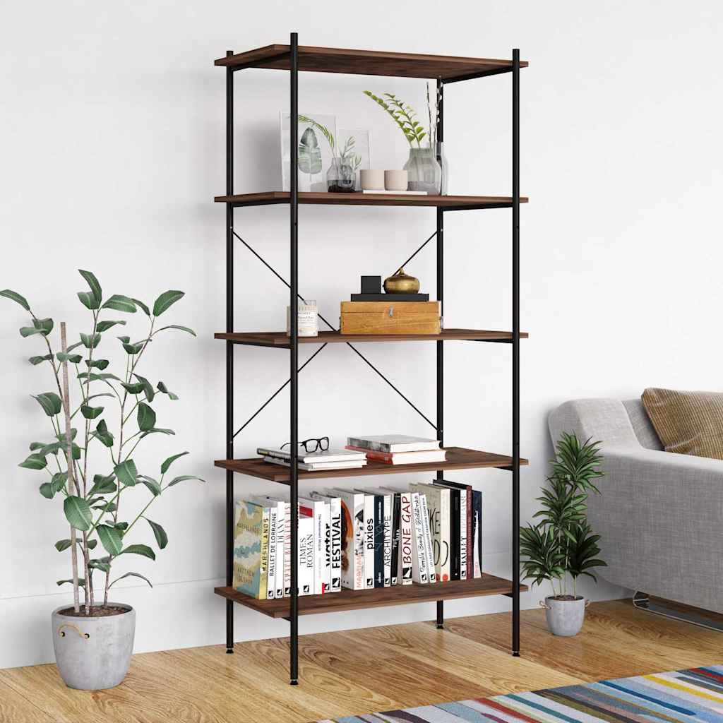 Vidaxl opbergrek 5-laags 80x40x163 cm zwart en naturel