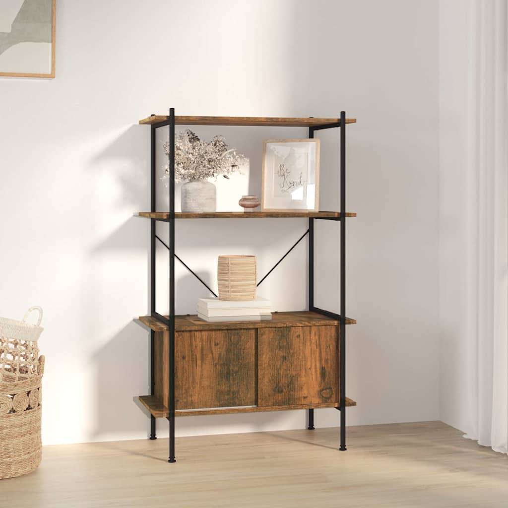 Vidaxl opbergrek 4-laags met kast 80x40x130 cm staal en bewerkt hout