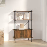 Vidaxl opbergrek 4-laags met kast 80x40x130 cm staal en bewerkt hout