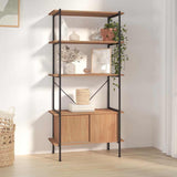 Vidaxl opbergrek 5-laags met kast 80x40x163 cm staal en bewerkt hout