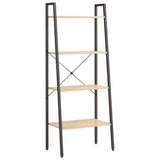 Vidaxl ladderrek met 4 schappen 56x35x140 cm lichtbruin en zwart