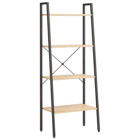 Vidaxl ladderrek met 4 schappen 56x35x140 cm lichtbruin en zwart
