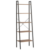 Vidaxl ladderrek met 5 schappen 56x35x174 cm donkerbruin en zwart