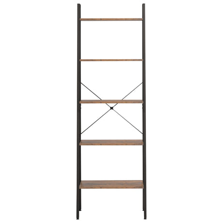 Vidaxl ladderrek met 5 schappen 56x35x174 cm donkerbruin en zwart