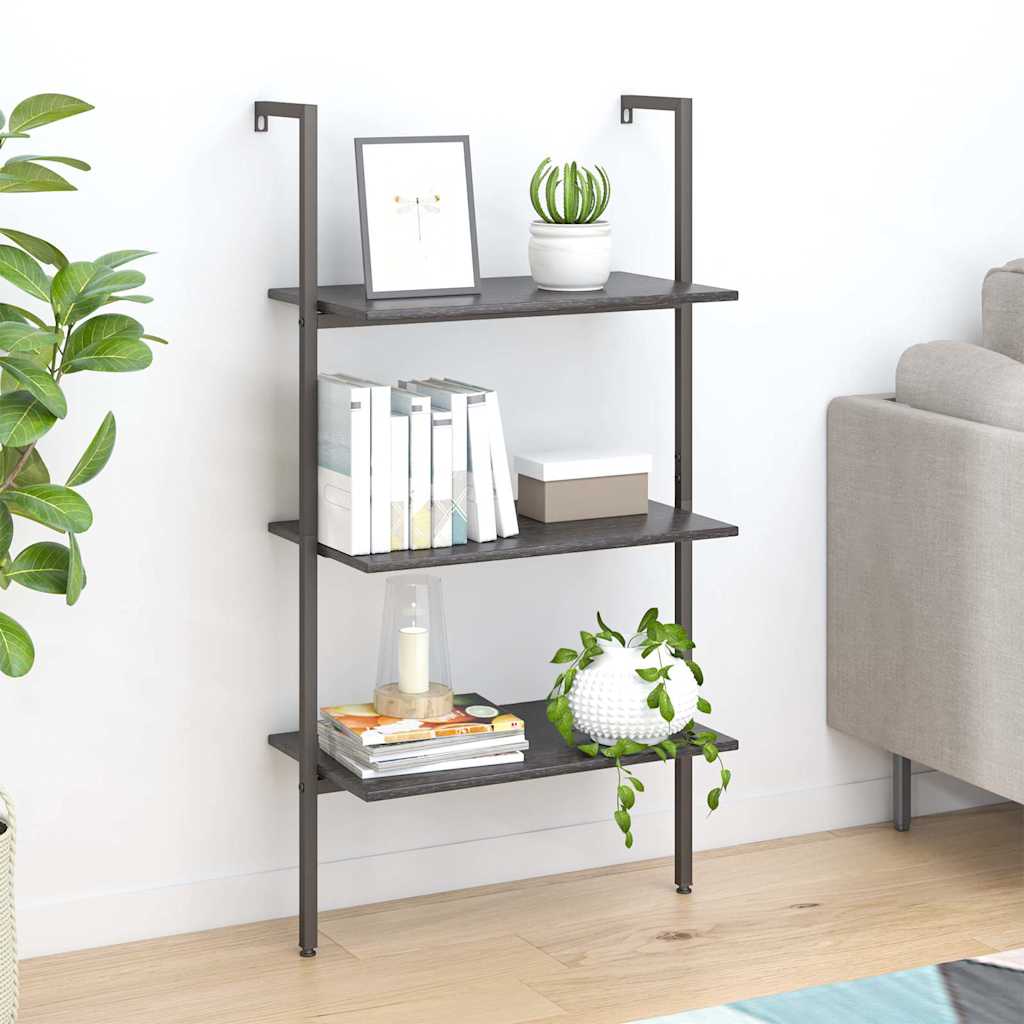 Vidaxl ladderrek met 3 schappen 64x35x120,5 cm zwart