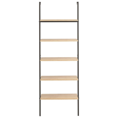 Vidaxl ladderrek met 5 schappen 64x35x185 cm lichtbruin en zwart
