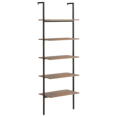 Vidaxl ladderrek met 5 schappen 64x35x185 cm donkerbruin en zwart