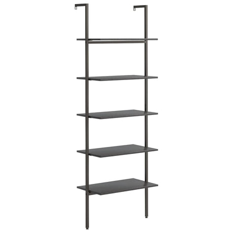 Vidaxl ladderrek met 5 schappen 64x35x185 cm zwart