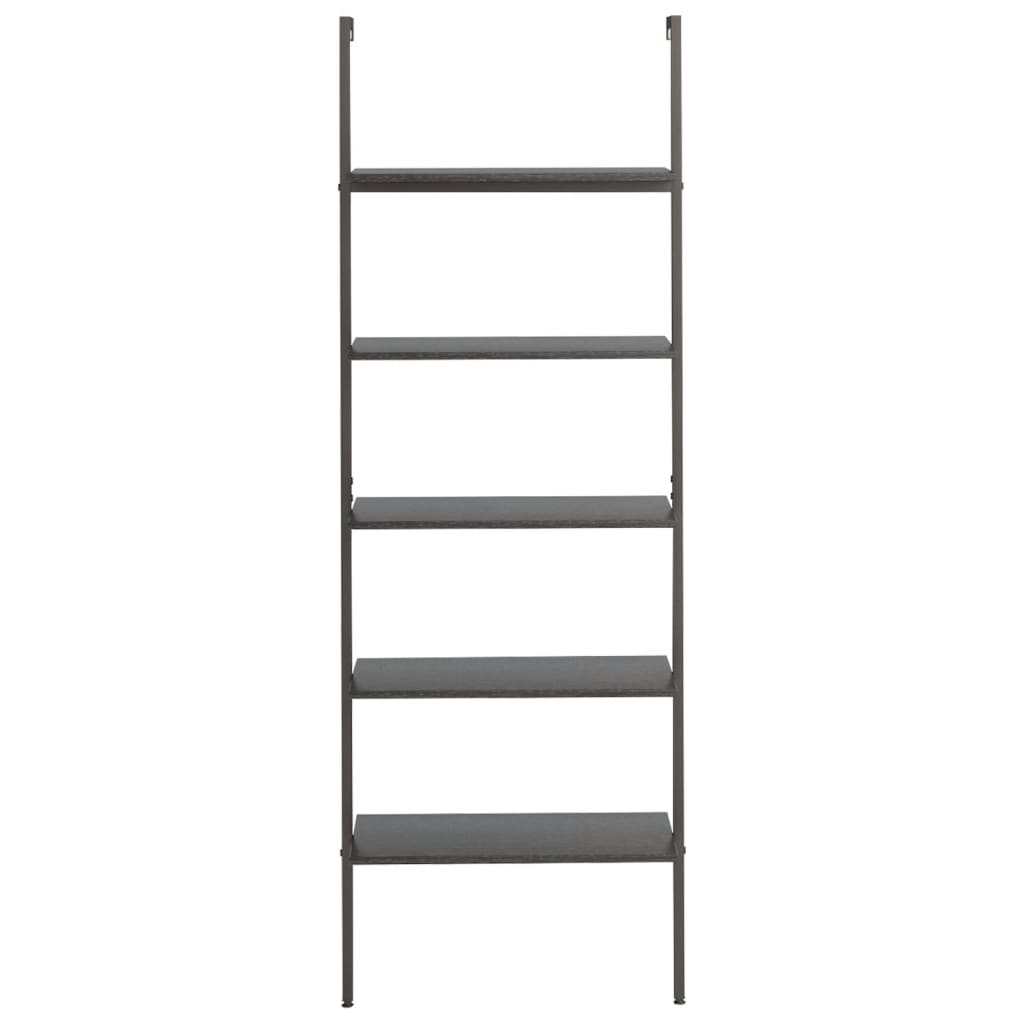 Vidaxl ladderrek met 5 schappen 64x35x185 cm zwart