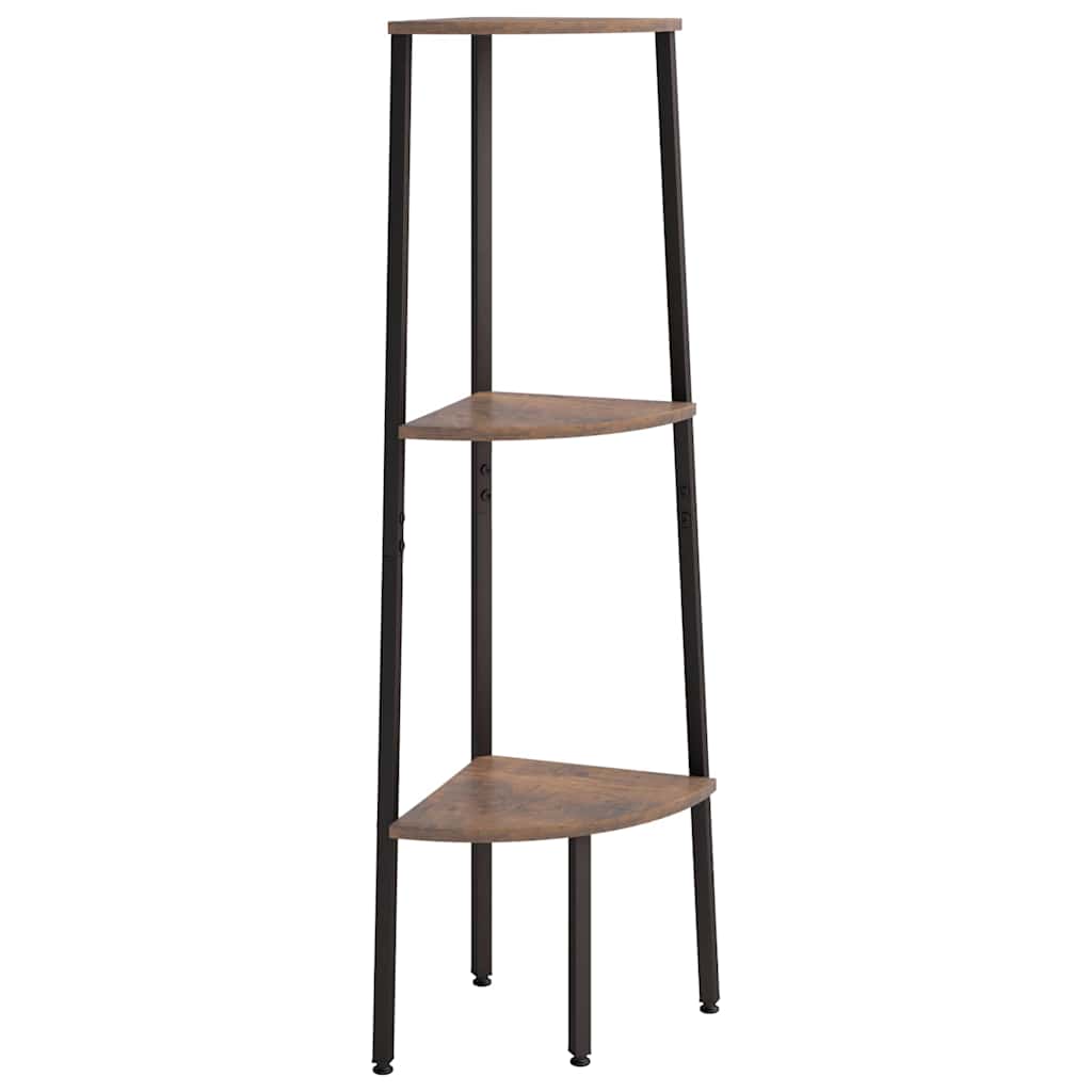 Vidaxl hoekkastje met 3 schappen 45,5x31,5x120 cm donkerbruin en zwart