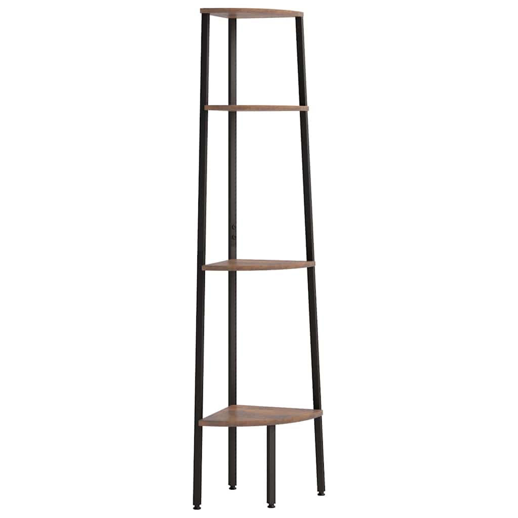 Vidaxl hoekkast met 4 lagen donkerbruin en zwart 45,5x31,5x150 cm