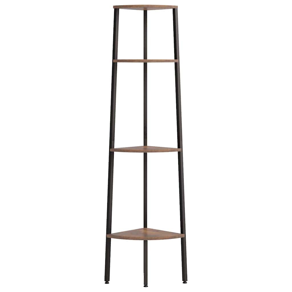 Vidaxl hoekkast met 4 lagen donkerbruin en zwart 45,5x31,5x150 cm