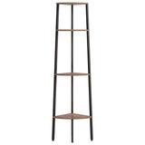 Vidaxl hoekkast met 4 lagen donkerbruin en zwart 45,5x31,5x150 cm