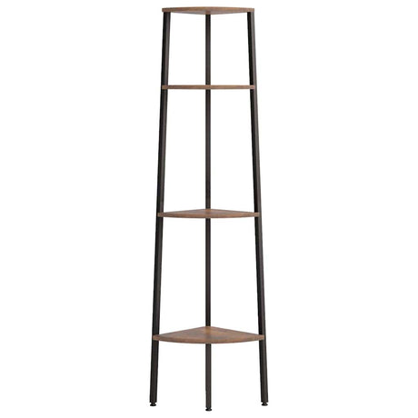 Vidaxl hoekkast met 4 lagen donkerbruin en zwart 45,5x31,5x150 cm