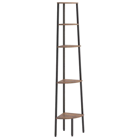 Vidaxl hoekkastje met 5 schappen 45,5x31,5x180 cm donkerbruin en zwart