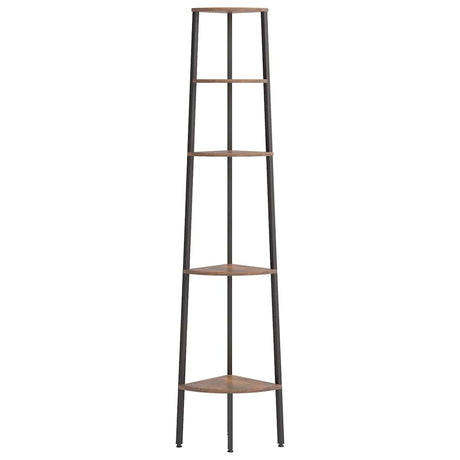 Vidaxl hoekkastje met 5 schappen 45,5x31,5x180 cm donkerbruin en zwart