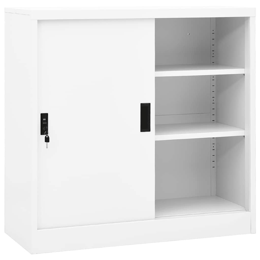 Vidaxl kantoorkast met schuifdeuren 90x40x90 cm staal wit