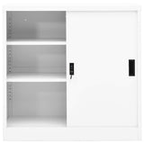 Vidaxl kantoorkast met schuifdeuren 90x40x90 cm staal wit