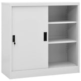 Vidaxl kantoorkast met schuifdeuren 90x40x90 cm staal lichtgrijs