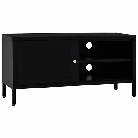 Vidaxl tv-meubel 90x30x44 cm staal en glas zwart