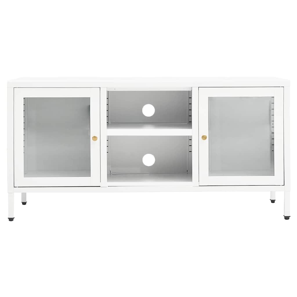 Vidaxl tv-meubel 105x35x52 cm staal en glas wit