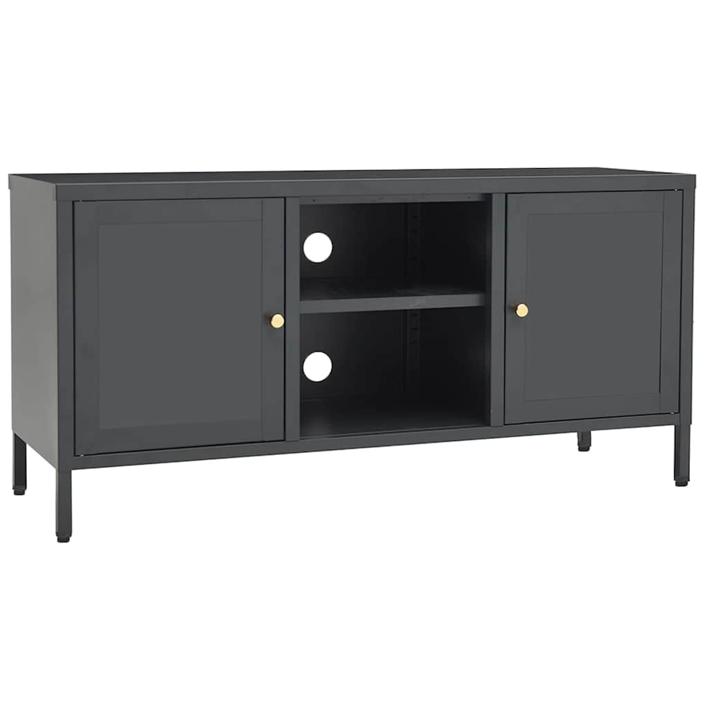 Vidaxl tv-meubel 105x35x52 cm staal en glas antracietkleurig