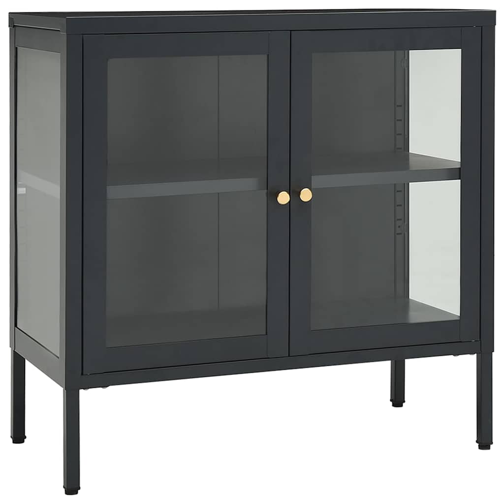Vidaxl dressoir 70x35x70 cm staal en glas antracietkleurig
