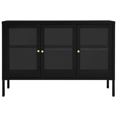 Vidaxl dressoir 105x35x70 cm staal en glas zwart