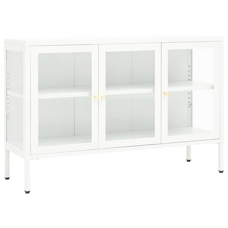 Vidaxl dressoir 105x35x70 cm staal en glas wit