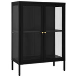 Vidaxl dressoir 75x35x105 cm staal en glas zwart