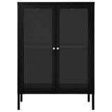 Vidaxl dressoir 75x35x105 cm staal en glas zwart