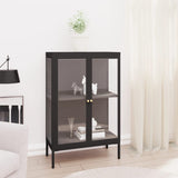 Vidaxl dressoir 75x35x105 cm staal en glas zwart
