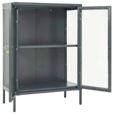 Vidaxl dressoir 75x35x105 cm staal en glas antracietkleurig