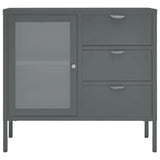 Vidaxl dressoir 75x35x70 cm staal en gehard glas antracietkleurig
