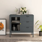 Vidaxl dressoir 75x35x70 cm staal en gehard glas antracietkleurig