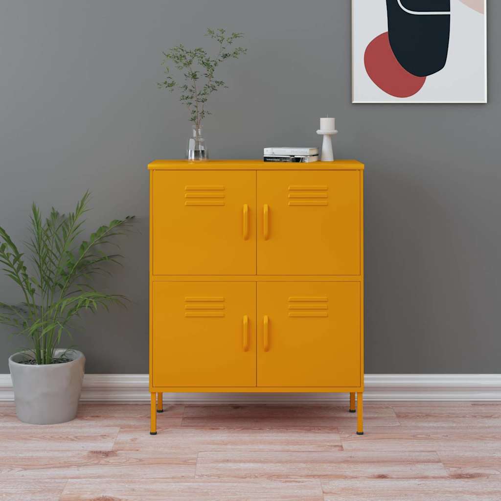 Vidaxl opbergkast 80x35x101,5 cm staal mosterdgeel