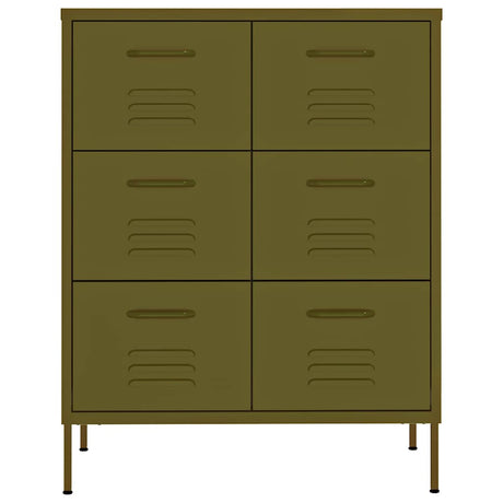 Vidaxl ladekast 80x35x101,5 cm staal olijfgroen