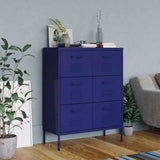 Vidaxl ladekast 80x35x101,5 cm staal marineblauw