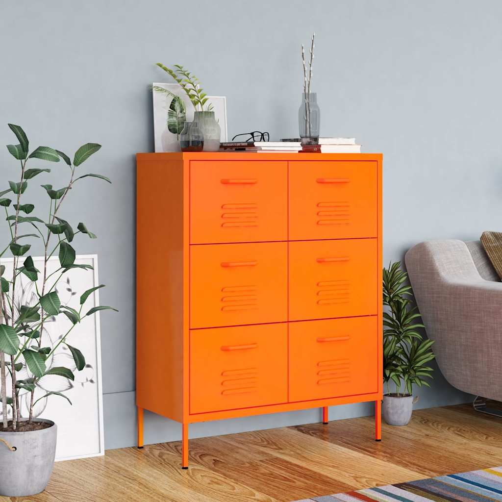 Vidaxl ladekast 80x35x101,5 cm staal oranje